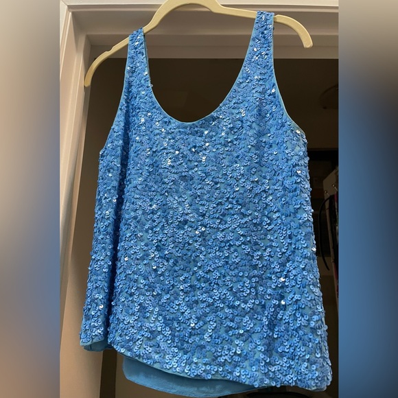 Alice + Olivia Blue Sequin Tank Top - Size XS - Picture 3 of 7